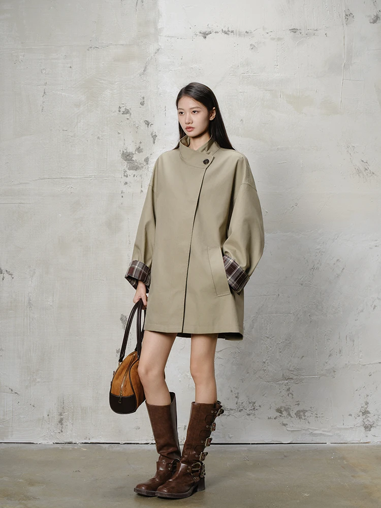 

Классическое пальто Notting Hill контрастных цветов, свободного кроя, в британском стиле, стройнящее, с длинными рукавами, средней длины, из хлопка, для повседневной носки