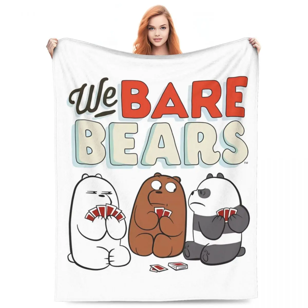 

We Bare Bears Playing Card Soft Blanket Picnic Plush Throw Blanket Street Trend Home Decor Flannel Bedspread Sofa Bed Cover