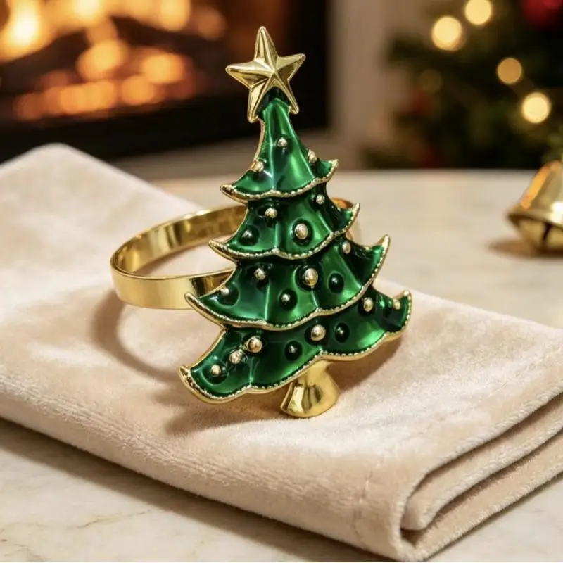 Christmas Napkin Rings Handmade Cute Snowflake Design 8Pcs for Winter Wedding Banquet Dinner Table Decoration