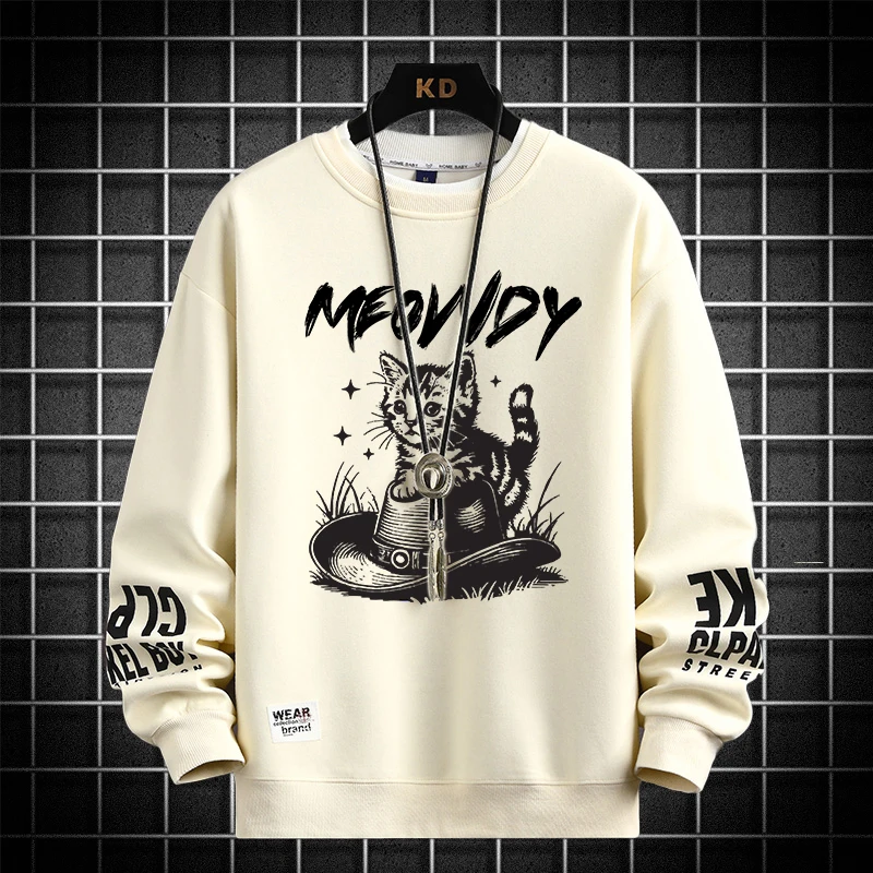 Pulôveres gráficos americanos harajuku camisetas de manga longa das mulheres dos homens cáqui moletom S-5XL 2025 moda masculina impressão topo