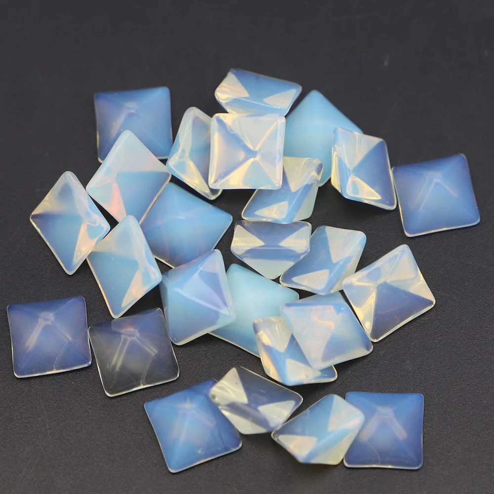 

New 12x12x7mm Natural Stone Pyramid Shape CAB Cabochon Opal Beads for Jewelry&Clothes Accessories Wholesale 30Pcs Free Shipping