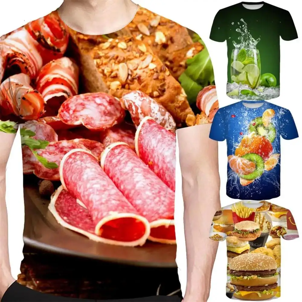 Streaky Pork Graphic T Shirt For Men Clothing 3D Print Fresh Meat T-shirt Funny Kids Short Sleeved Unisex Women Tops Tee Shirts