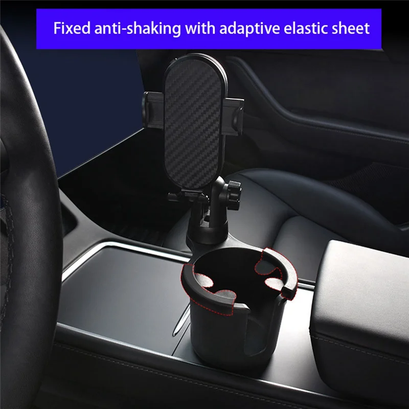 Multifunctional Cup Holder Phone Mount Stand Universal Adjustable Base for Tesla Model 3 Model Y 2017-2023