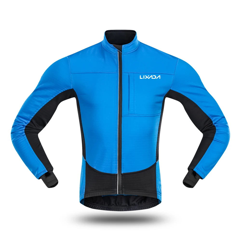 Lixada Men's Windproof Cycle Jacket Winter Thermal Polar Fleece MTB Bike Bicycle Riding Running Clothing Sportswear Jacket Coat