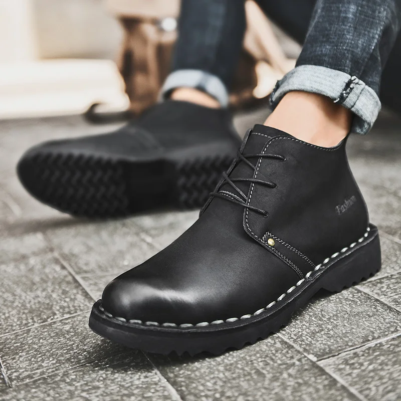 

Fashionable Protective Toe Design Men's Casual Boots Luxury Brand Business Boots Outdoor Anti Slip Wear-resistant Walking Boots