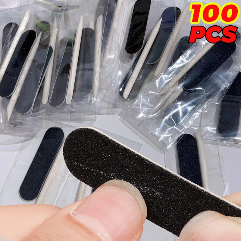 Double Side Mini Nail File Set Remove Dead Skin Wood Sticks Nail Cleaning Kit Nail Art Tools Portable Filer Accessorie Manicure