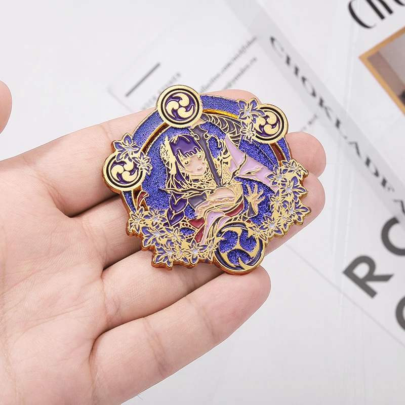 Pines Lapel Badges Cartoon Jewelry Gift for Fans Kids Friends Raiden Shogun Enamel  Brooch Custom Game Genshin Impact