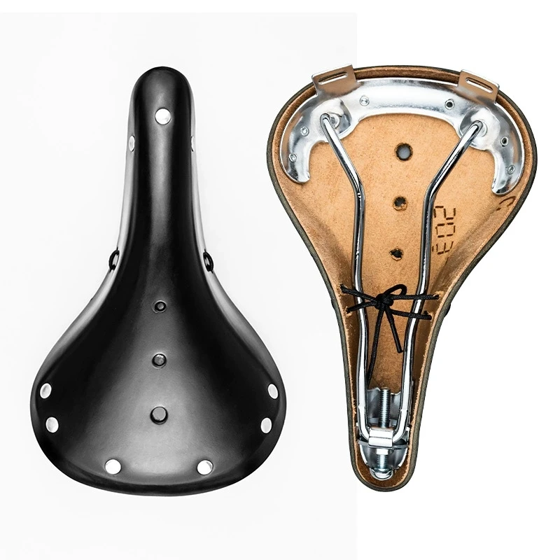 

Retro Black Brown Saddle 280x175mm Genuine Leather Bicycle Seat Cushion Handmade High Quality Front Bike Saddle Cycling Parts