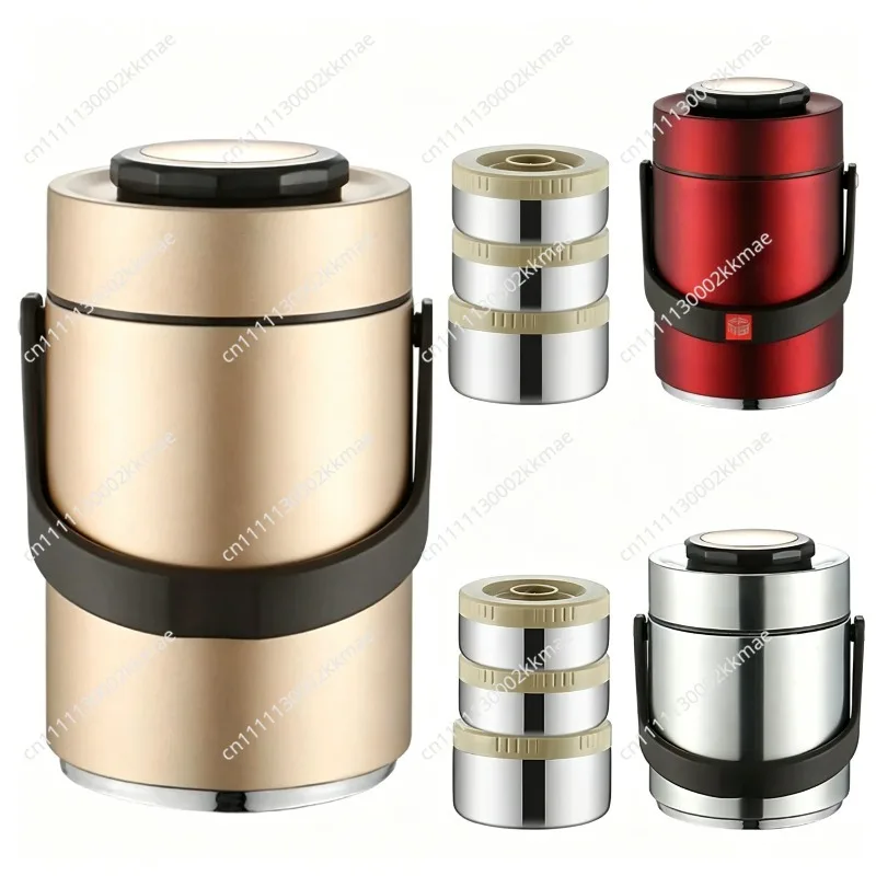 Stainless Steel Insulated Lunch Pail 2L 3 Layers Heat Retention Food Carrier for Picnics And Work