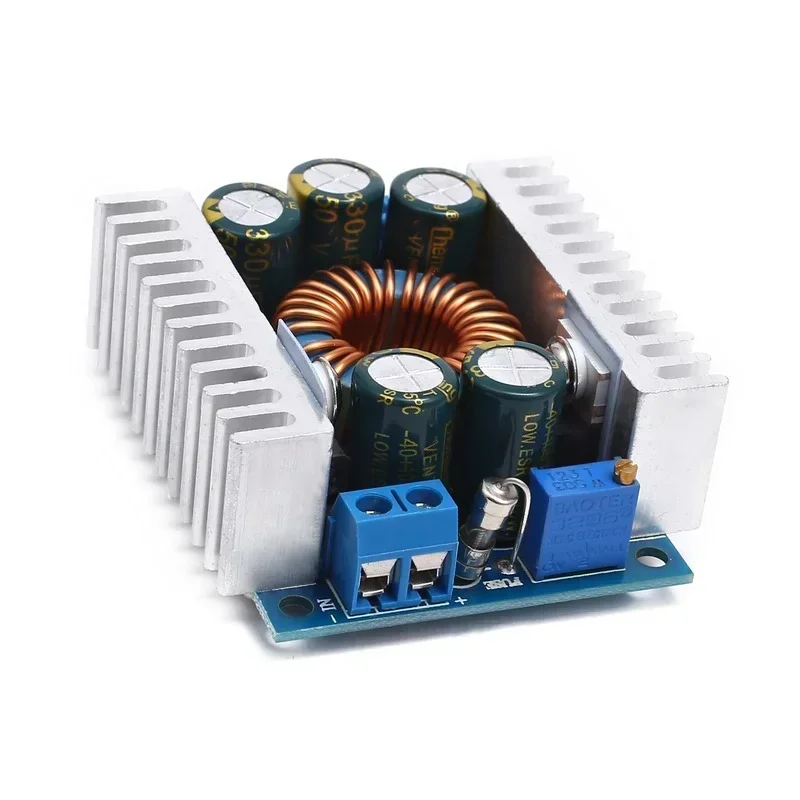 Convertidor de aumento y reducción automático, módulo regulador de voltaje, cargador, KIT de Cables, DC 5-30V a 1,25-30V, 8A