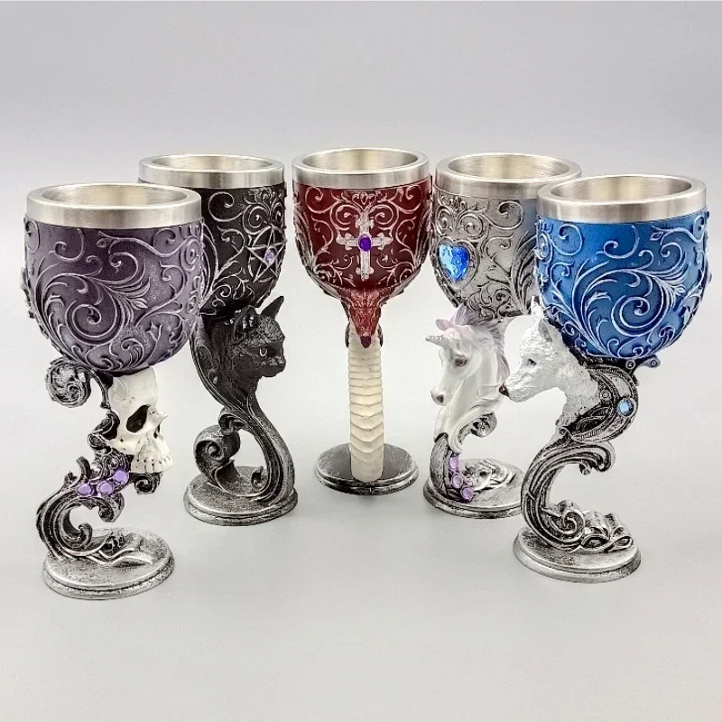 

Skull Skull Goblet Personalized Retro Cocktail Red Wine Glass Resin Wine Glass Gothic Movie Peripheral Cup Coffee Cup