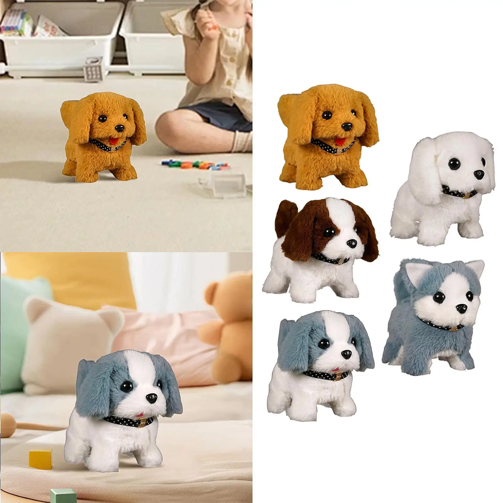 Interaktywna elektroniczna pluszowa zabawka szczeniak, miękka pluszowa zabawka chodząca i wydająca dźwięki.