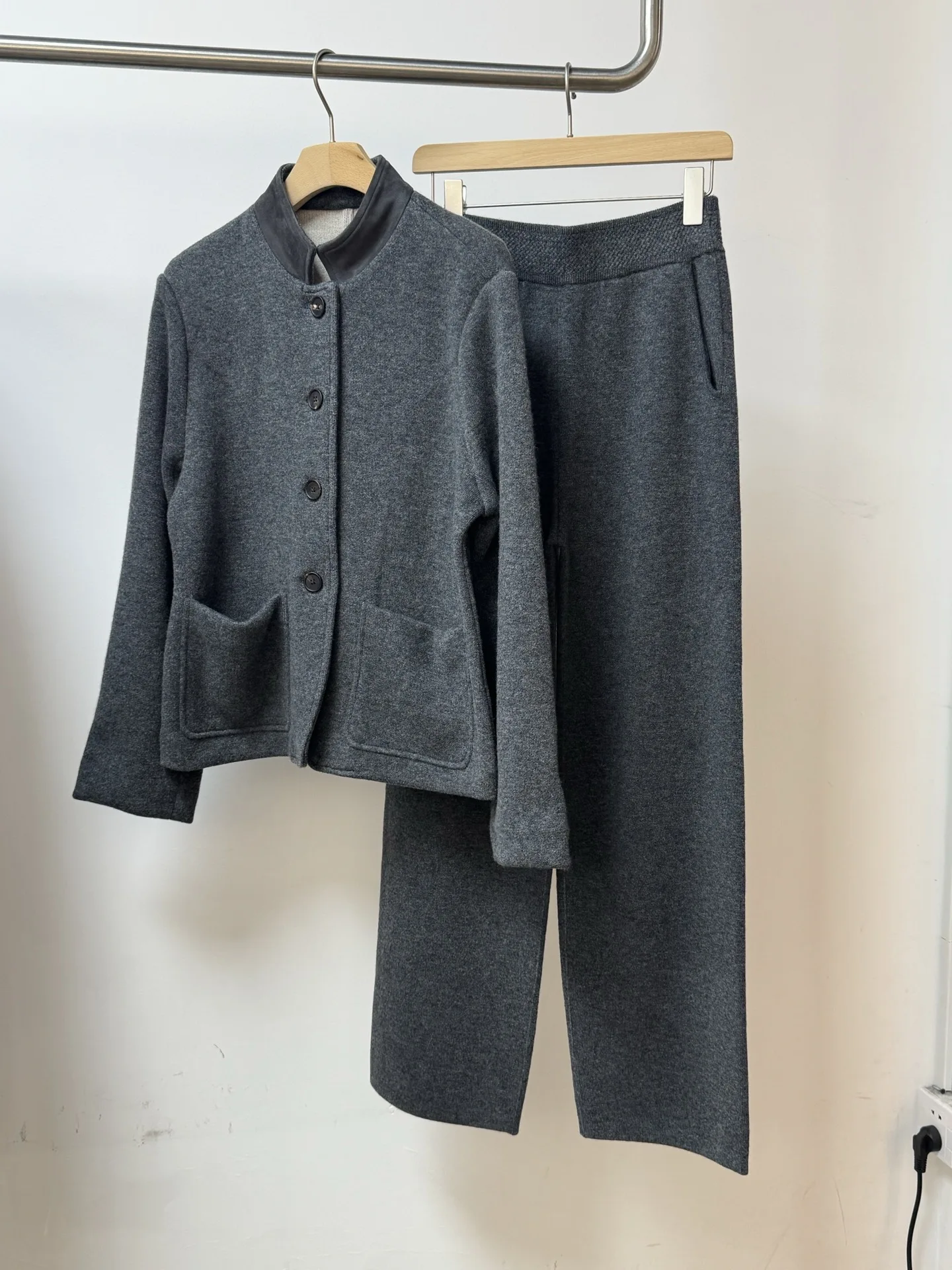 2026 Winter New High-Quality Fashionable Cashmere And Wool Coat + Wide-Leg Pants Suit For Women