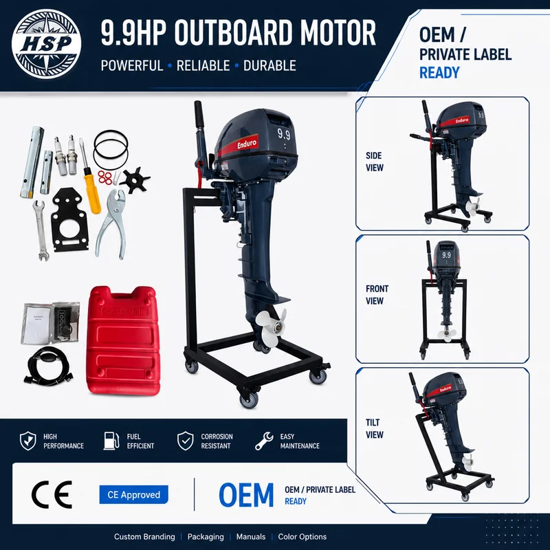 OEM HSP Brand New Marine Aluminum Alloy Water Cooling SystemTiller Control 9.9HP 2 Stroke Outboard Motors