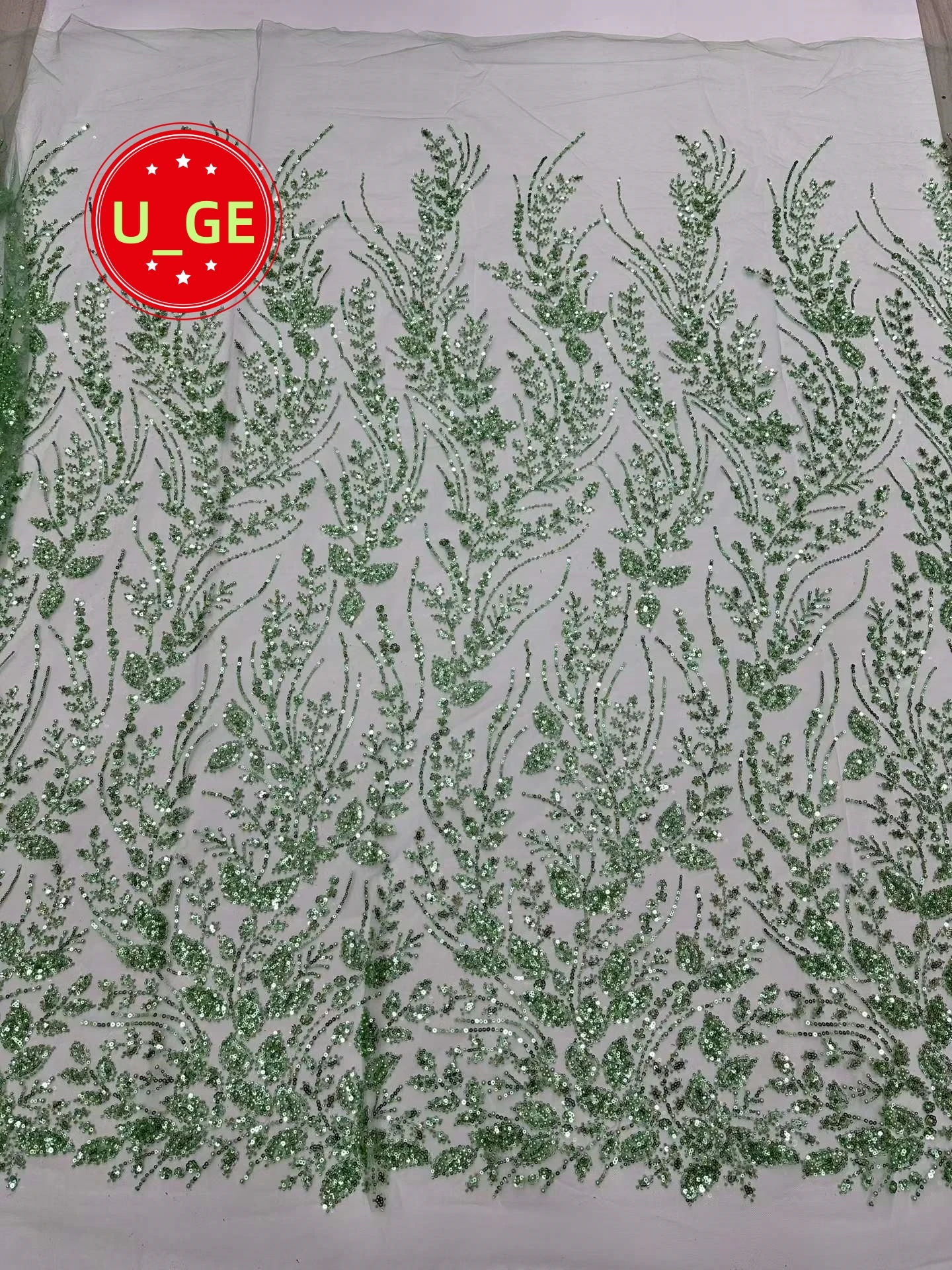 

2026Latest Austria High Quality Eligent Soft Mesh Squined Lace With Lots Stones Fabric For Wedding Evening Dress U_Ge1895