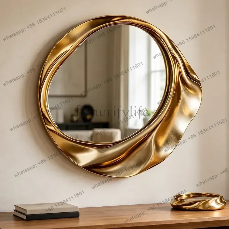 PG Retro Bathroom Mirror High End Wall Mounted Makeup Mirror Irregular Shape Decorative Mirror for Fireplace Living Room Home