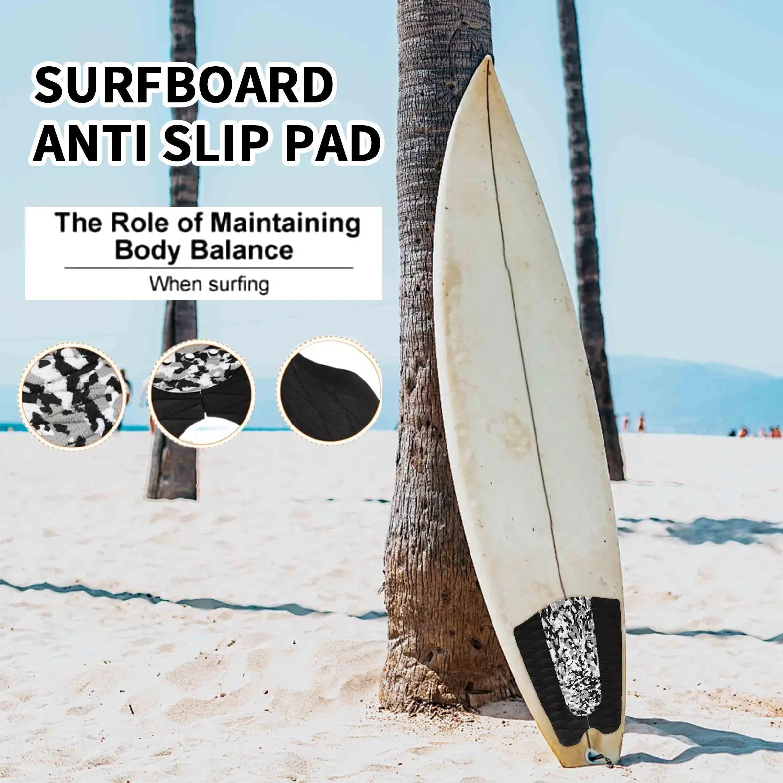 Skimboard Traction Pads Anti Slip 3 Pieces Skim Board Grip Pad Water Sports Accessories For Backyard Beach Summer Outdoor Pool