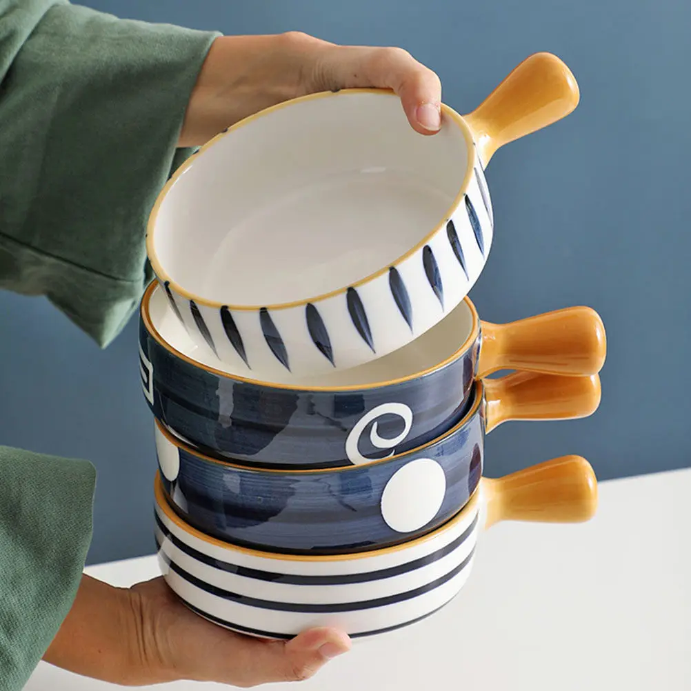 

Premium Ceramic Baking Bowl Round Smooth Surface Dishwasher Safe Heat Resistant for Dessert Salad Fruit Rice Noodle Soup Serving