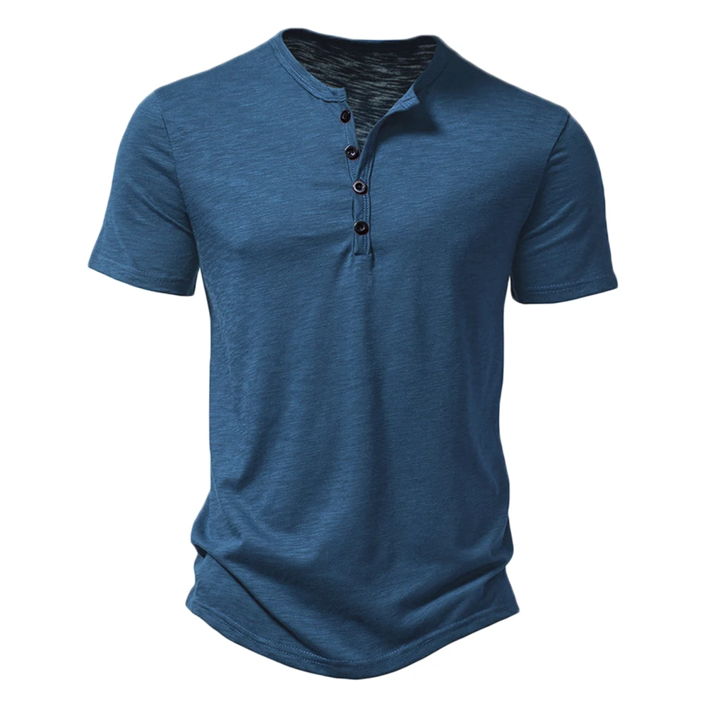 King Billion Henley T-Shirt Solid Short Sleeve 7