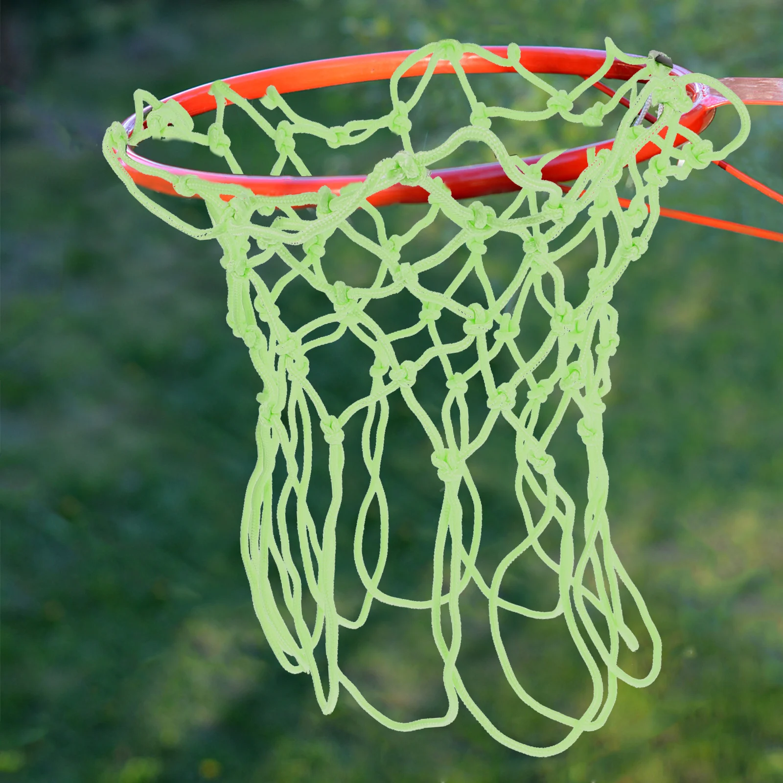 Outdoor Basketball Net Heavy Duty Solar Powered Fluorescent Nylon Glow in Dark Basketball Replacement Equipment Light Green