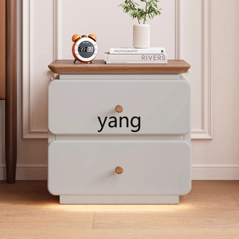 

LTT solid wood paint bedside table cream style modern bedroom storage side cabinet
