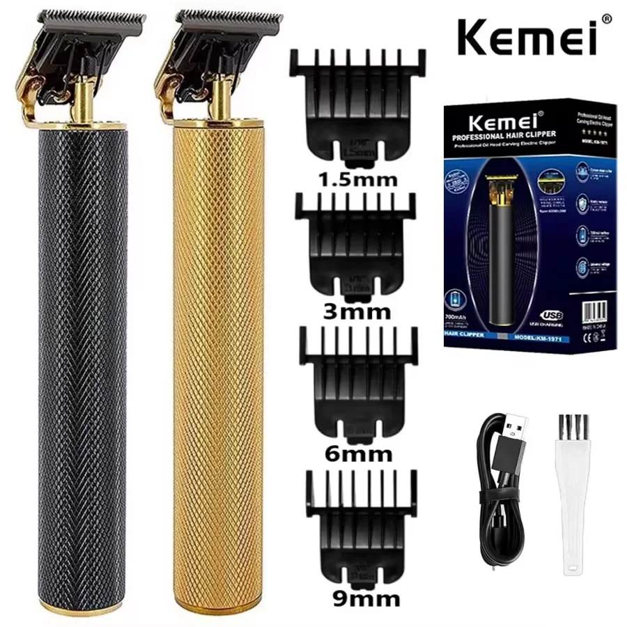 Kemei KM-1971 Haarschneidemaschine für Glatzköpfe, 0 mm, elektrischer Haarschneider, wiederaufladbar, kabellos, für Männer, Bartschneider, Schneidemaschine