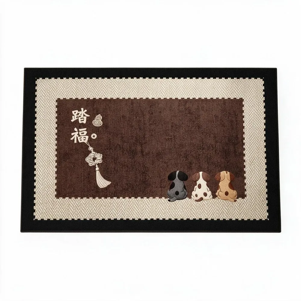 Festive Anti Slip Spring Festival Door Mat Stain-resistant Blessing New Year Floor Mat Vintage Red Small Carpet Kitchen
