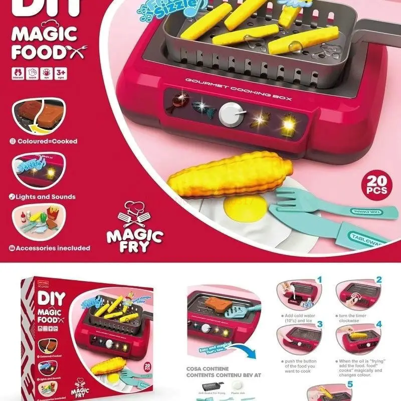 Ensemble de jouets de cuisine pour enfants, jouets de cuisine, lumière, son, barbecue, cuisinière à induction, 20 pièces