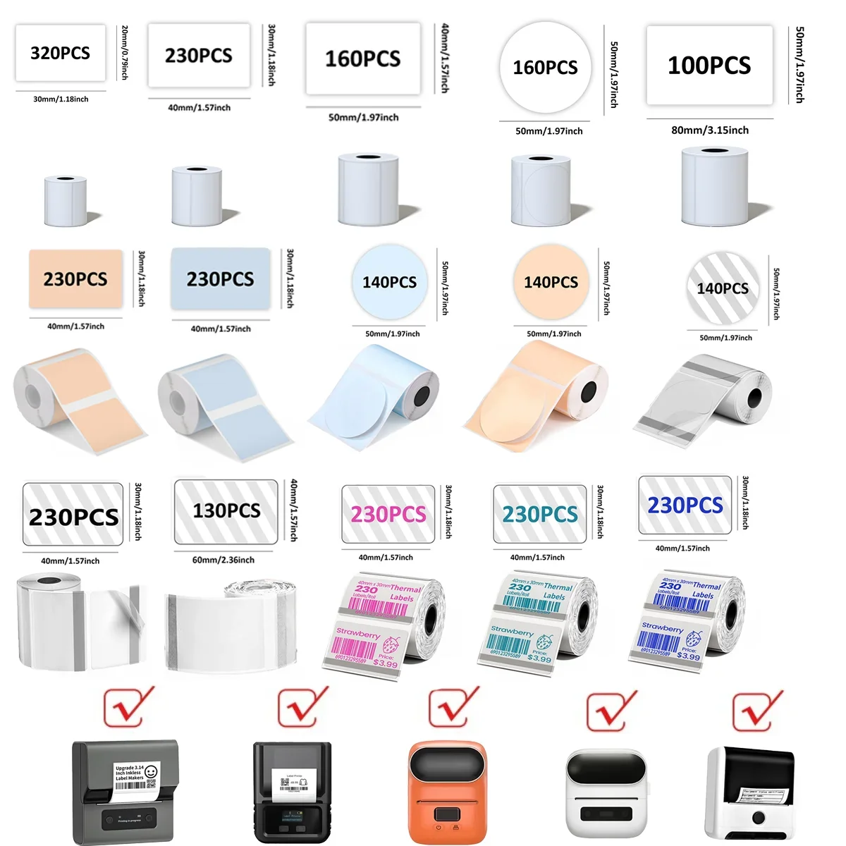 中小企業向けのラベル作成プリンター,感熱紙,m110,m120,m220,m221と互換性があります