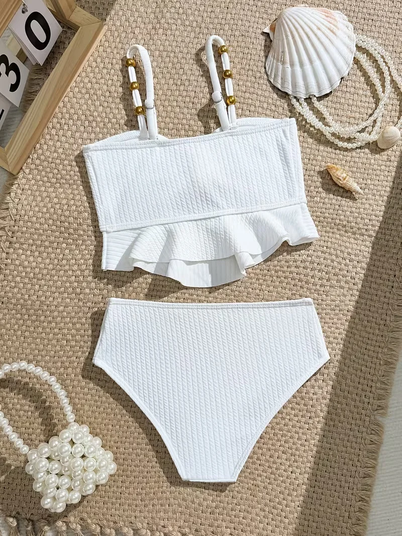 2026 Niedlicher Badeanzug mit Rüschensaum für Mädchen, Sommer-Strand-Schwimmanzug, 2-teiliger Tankini für Babymädchen, 2-teilige Badeanzüge, 4 bis 7 Jahre – Detail 3
