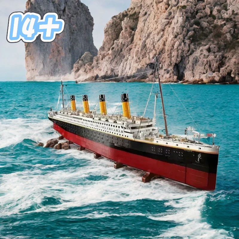 1.35M Large Titanic Cruise Ship 9090Pcs Building Bricks Steamship Model Bricks Fit 10294 Christmas Birthday Gift Home Decor