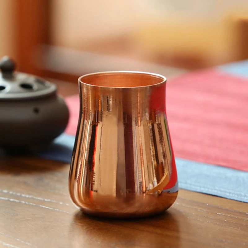 YING Handcrafted 350ml Thickened Pure Copper Mug Vintage Moscow Mule Cup Creative Beer Milk Tableware Home Decor