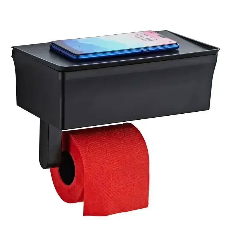 2 in 1 Home Adhesive Toilet Paper Holder Box with Shelf and Storage Box Wall Mount Toilet Paper Roll Box DROPSHIPPING