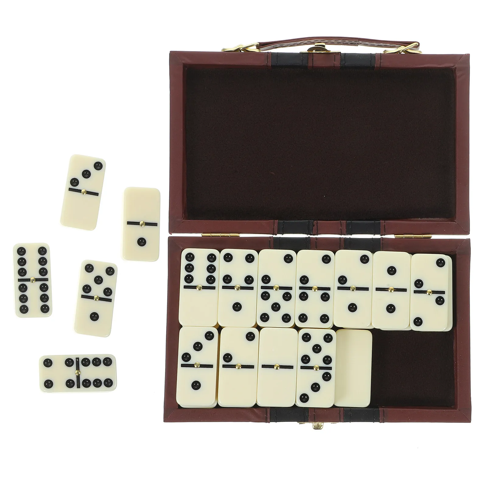 

Domino Blocks Plaything 1 Set with Wooden Case Dominoes Game Set for Kids Adults Recreation Party Fun Indoor Activity