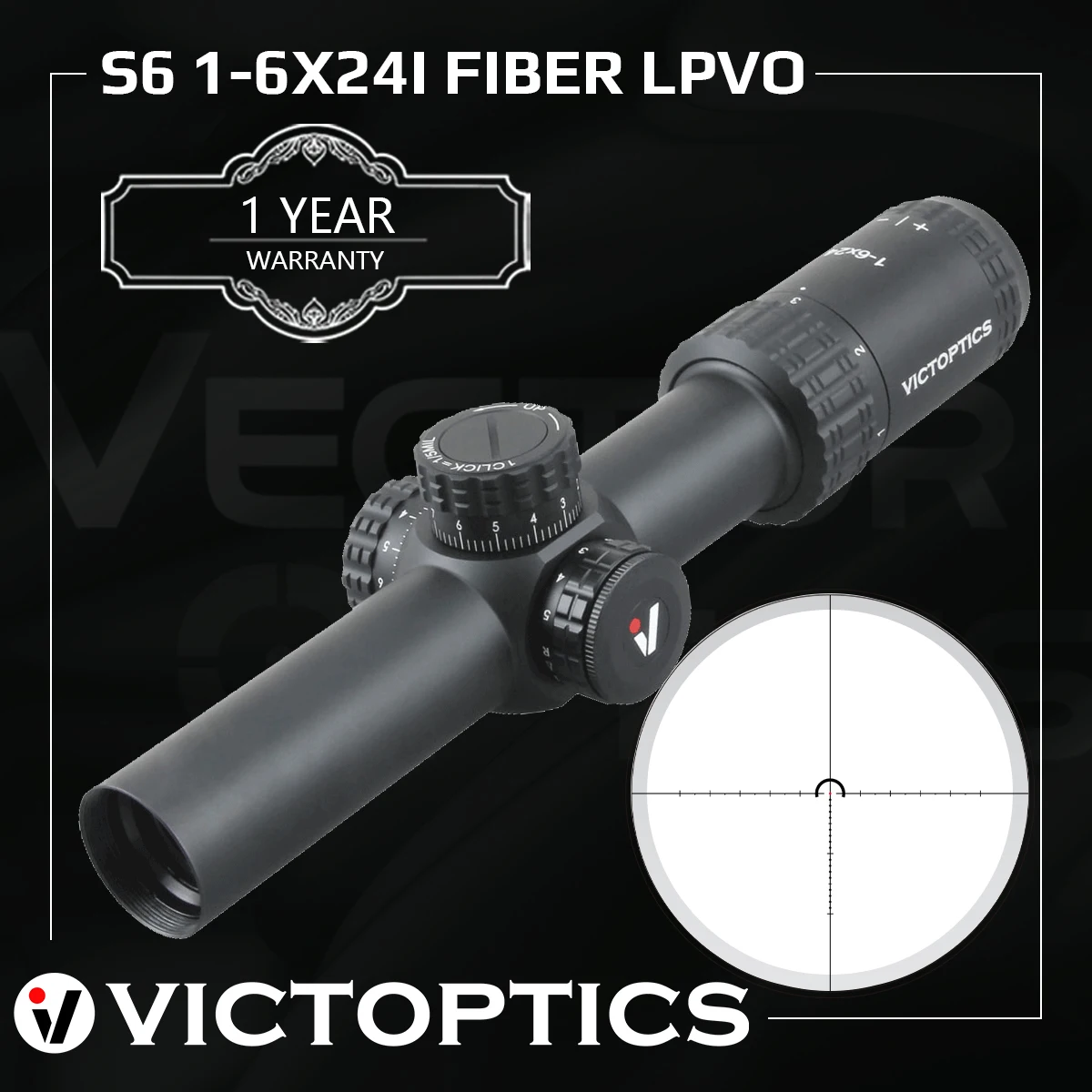 Victoptics 1-6X24 Lpvo Bezel Riflescope Sfp Fiber Scopes for Ar .223 Ar15 .308 Hunting Optics Sight Bezel Vector