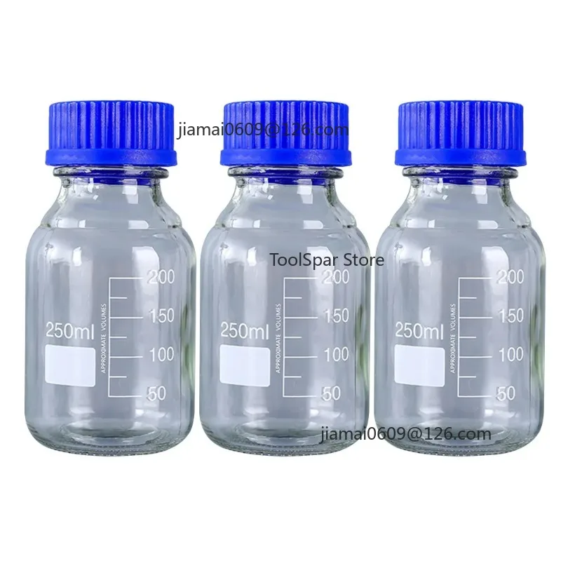 3Pcs 250mL Glass Reagent Bottles Leak‑Proof Lid Liquid Sample Sealing Storage Lab Chemical Containers