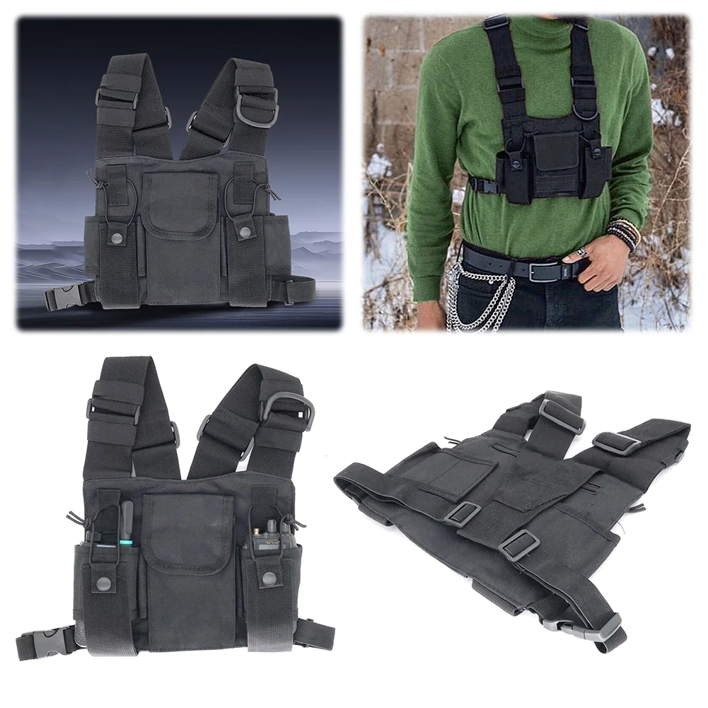 Radio Harness Chest Front Pack Adjustable Strap Vest Rig Carry Bag Lightweight for Baofeng UV-5R UV-82/BF-888S TYT/Motorola ICOM