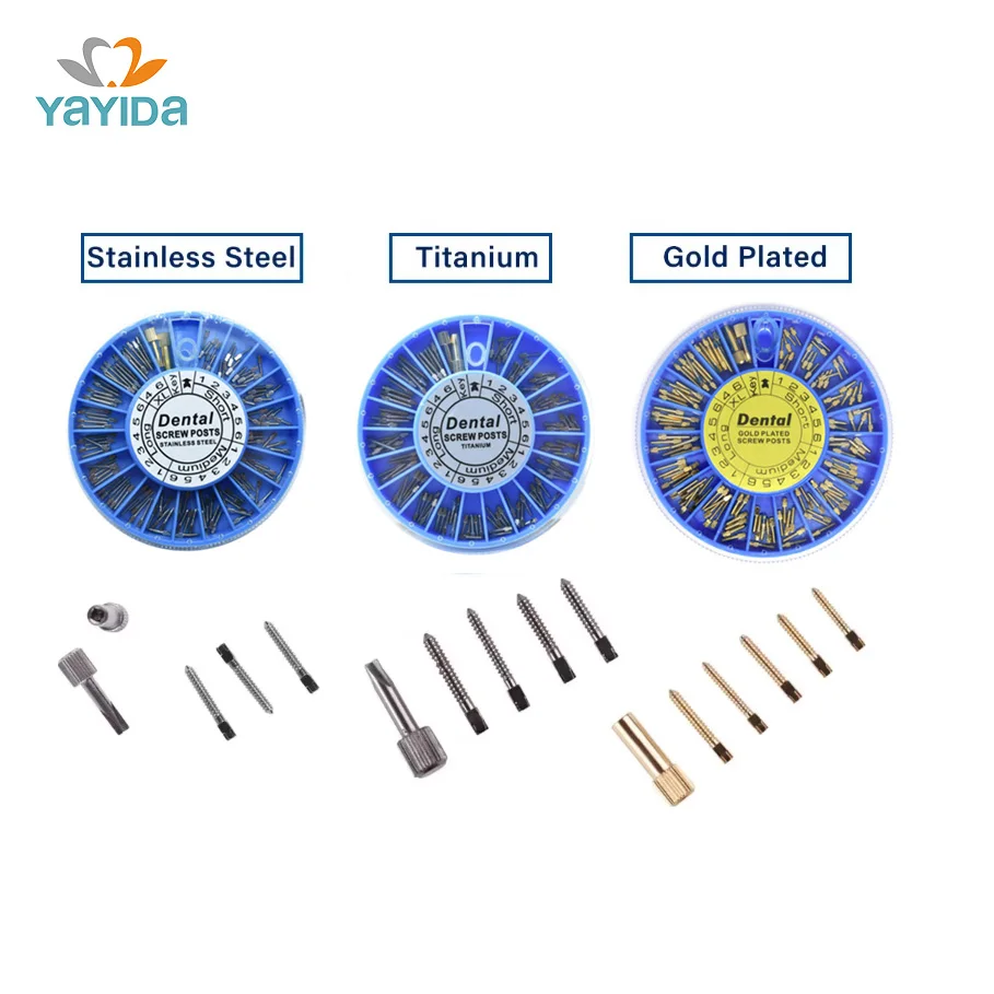 

120Pcs Dental Titanium Plated Screw Post Stainless Steel Endo Implant Posts Dentist Tools Crown Bridge Restoration Lab Supplie