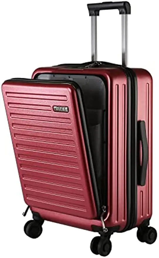 20'' Luggage Carry On with Front Laptop Pocket, Lightweight ABS+PC Hardshell, TSA Lock, YKK Zipper & Spinner Wheels, Wine Red