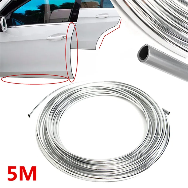 1 Roll 5M Car Styling Mouldings Door Chrome Moulding Strip Car Body Door Edge Moulding Trim Strip Scratch Guard Protector