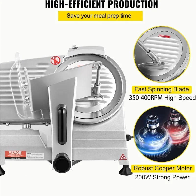 قطاعة اللحوم التجارية، قطاعة طعام ديلي الكهربائية، قطاعة طعام كهربائية بشفرة فولاذية كربونية، قطاعة لحم 350-400 دورة في الدقيقة