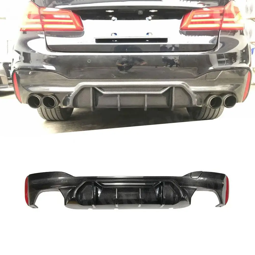 

For 5 Series Dry Carbon Fiber Rear Bumper Lip Diffuser For BMW G30 G38 M Sport 2017-2020 M5 Style Fins Shark Lip Protector FRP