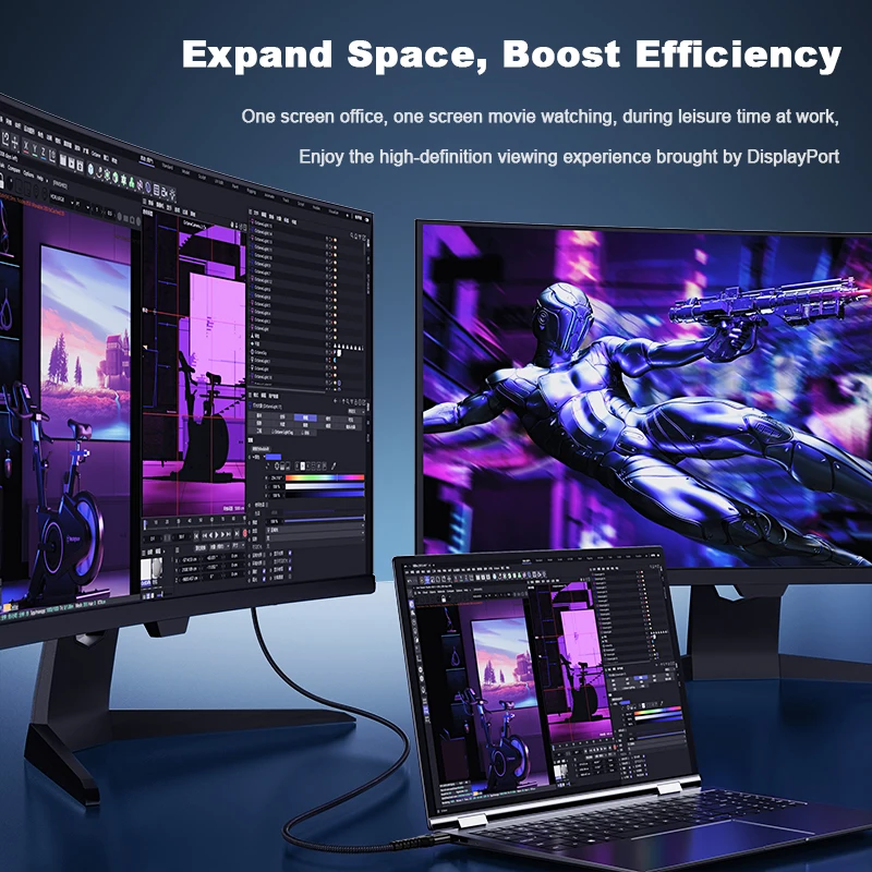 DOONJIEY 16K@60Hz USB C to DisplayPort 2.1 Cable 80Gbps Thunderbolt 4 3 Type C to DP Audio Video Cord for Office Laptop PC view 5