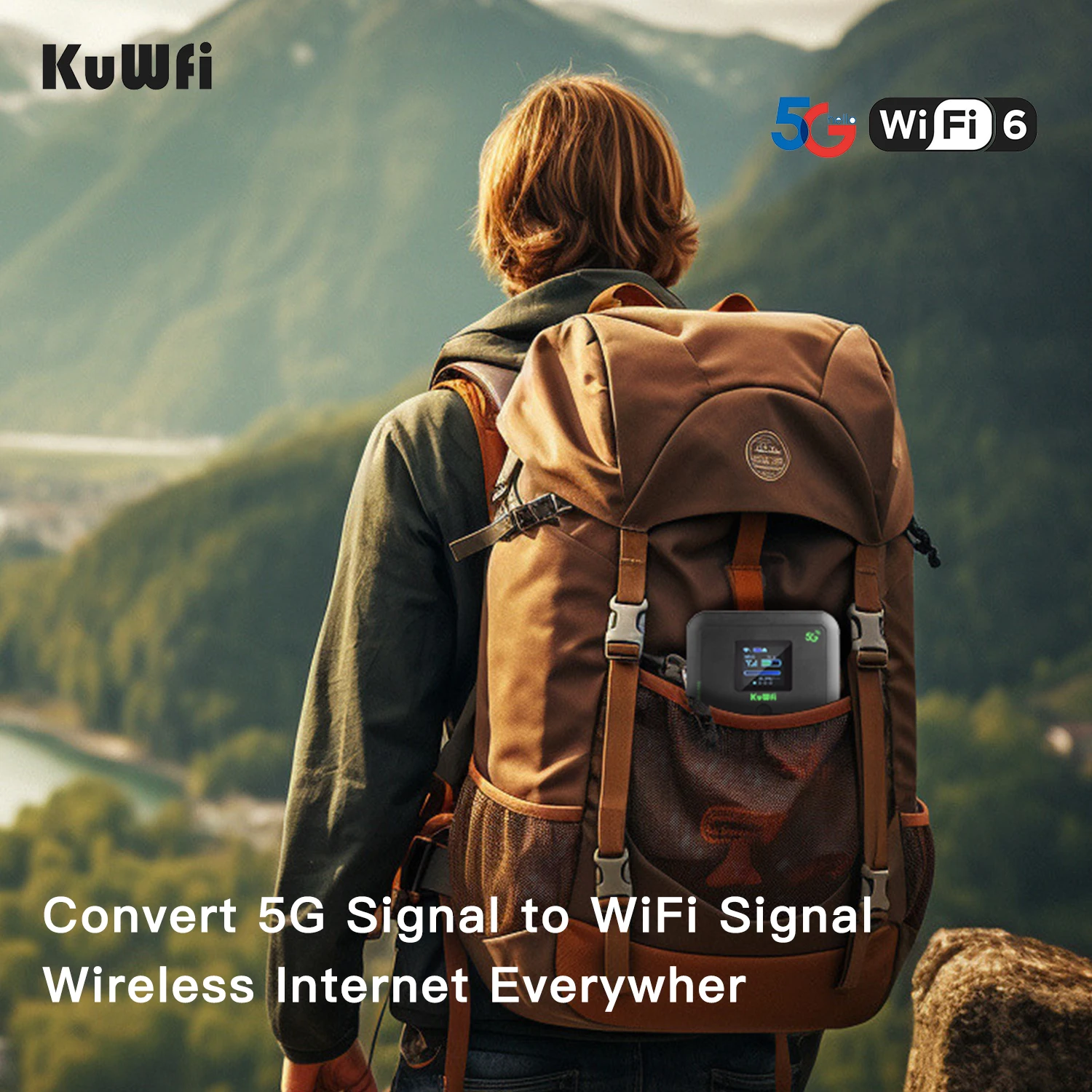 KuWfi 6000mAh 5G Mobile Wifi Router AX1800 Wireless Mini Outdoor Portable Pocket Wifi Hotspot With Sim Card Slot 32 Uers