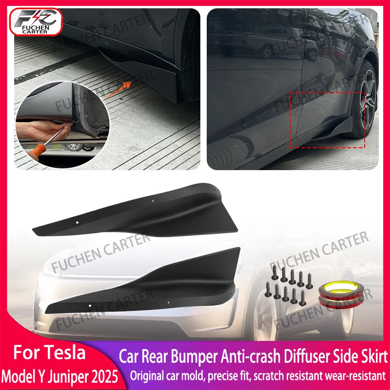 

Для Tesla ModelY Juniper 2025 1 пара автомобильного заднего бампера, спойлер, накладка на губу, защита от царапин, боковая юбка автомобиля, крышка, угловой сплиттер