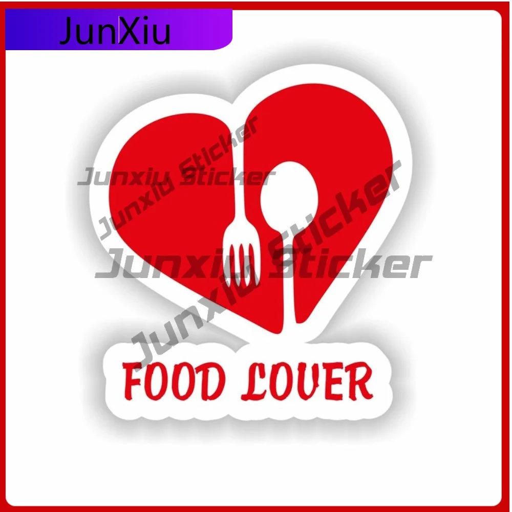 

Food Lover Heart Shaped Logo Vinyl Graphic Decals V125 Motorcycle Bumper Sticker Funny Car Decoration Cartoon Suv Accessories