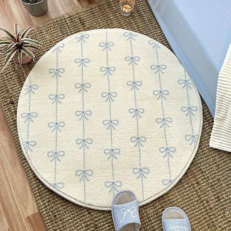 VIKAMA Schleife, kreisförmiger Teppich, Isolierung, leicht zu pflegen, für Wohnzimmer, Sofa, Teppich, Garderobe, Kommode, Bodenkissen, Heimdekoration