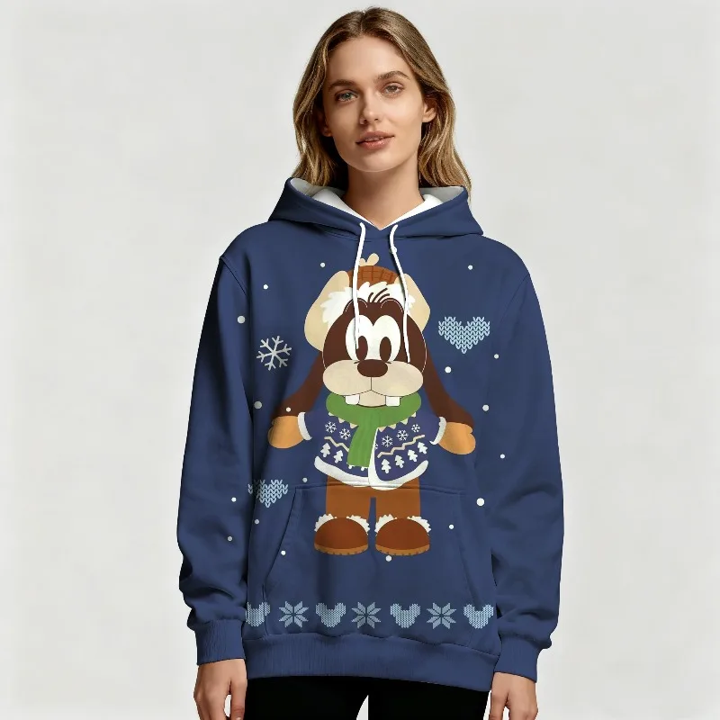 Sweat à capuche graphique Disney Mickey Mouse pour femme, pull chaud et décontracté, avec dessin animé rétro et Design inspiré de la musique, automne et hiver