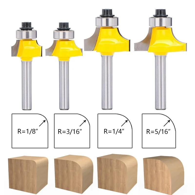 XCAN-Fresa redonda de 6mm con rodamiento para bordes de madera, herramienta de carpintería de carburo de tungsteno