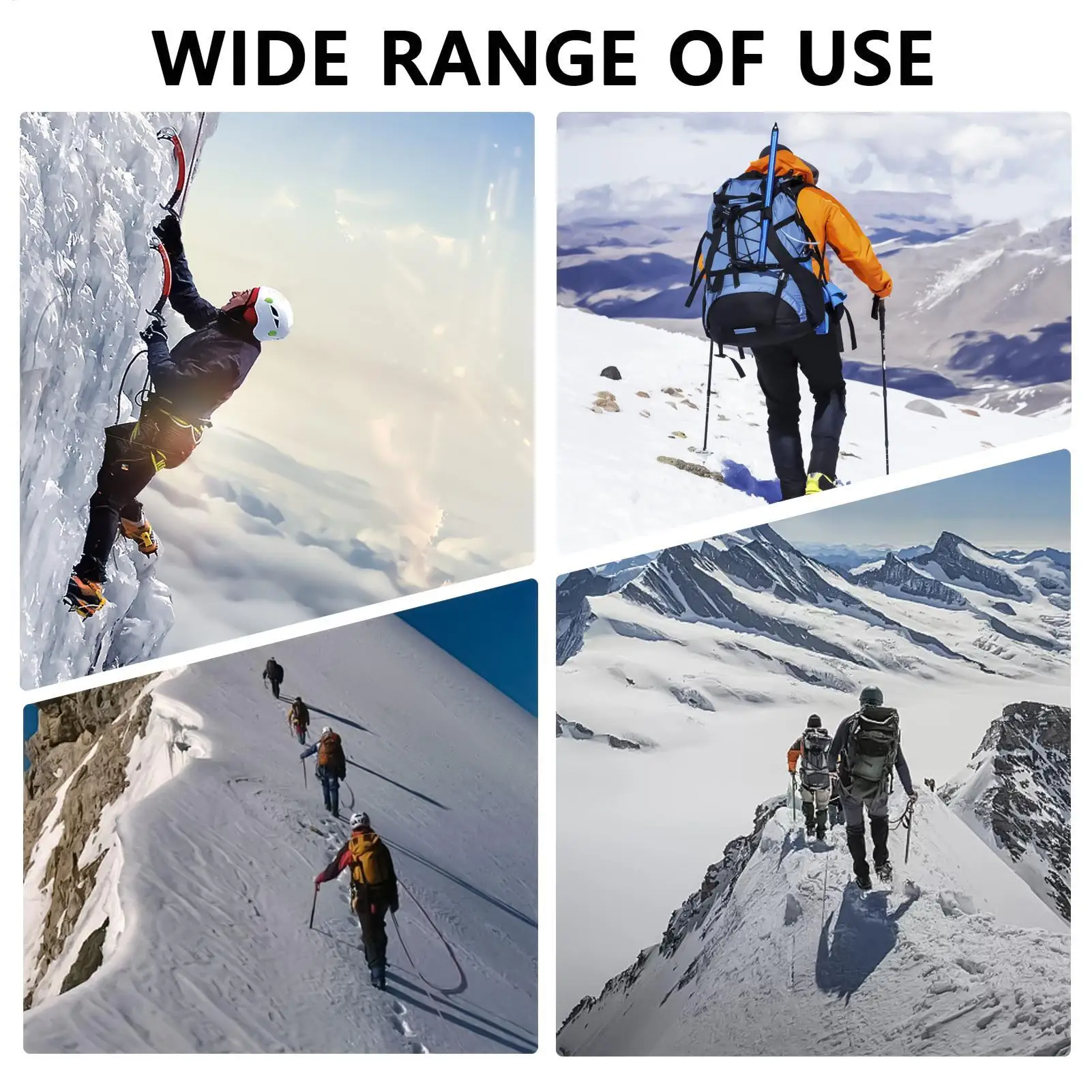 Ice Crampons Snow Grippers - Anti-Slip Traction Cleats with Adjustable Strap for Men Women Hiking Climbing Fishing Running